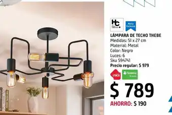 Sodimac Homecenter Lámpara de techo thebes 6 luces e27 oferta