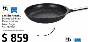 Sartén marbel negro mango acero 28 centímetros