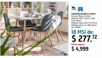 Sodimac Homecenter Comedor scandia con 4 sillas oferta