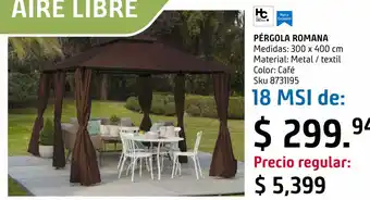 Pergola romana 3 x 4 m taupe