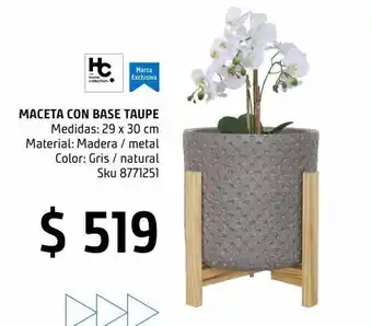 Sodimac Homecenter Maceta c/ base taupe 29x30 cm. oferta