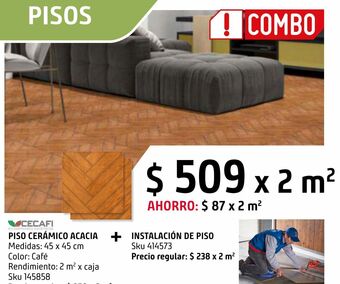 Sodimac Homecenter Piso cerámico acacia 45x45 cm oferta