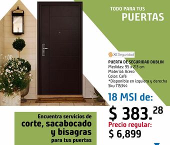 Sodimac Homecenter Puerta de seguridad dublin color chocolate 95 x 213 cm oferta