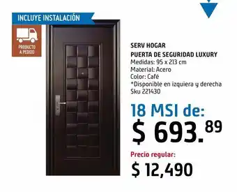 Sodimac Homecenter Puerta seguridad luxury chocolate derecha 95 x 213 cm oferta