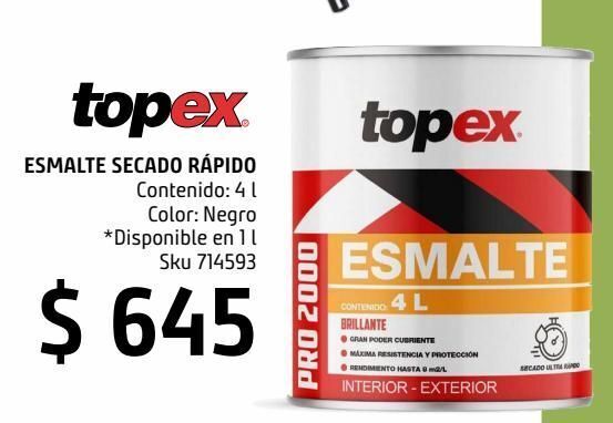 Sodimac Homecenter Esmalte topex secado rapido negro 4 litros oferta