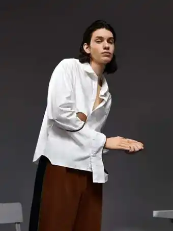 SHEIN Shein x saracamille hombres camisa unido en contraste con abertura bajo asimétrico oferta