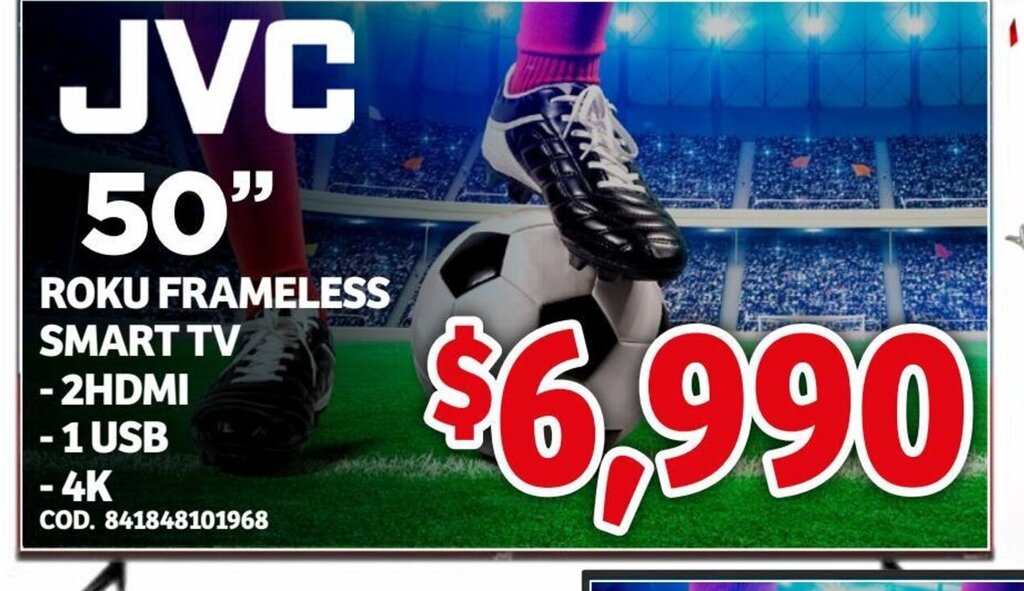 Soriana Mercado JVC 50" Roku Frameless Smart TV oferta