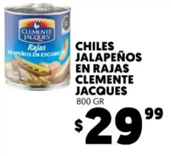 Clemente Jacques Chiles Jalapeños en Rajas 800gr
