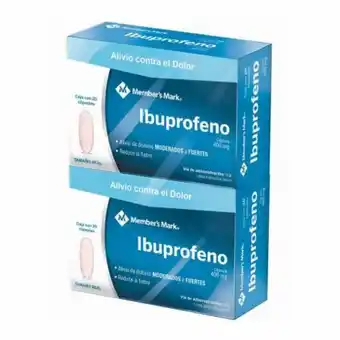 Sam's Club Ibuprofeno member's mark 400 mg 2 cajas con 20 cápsulas c/u oferta