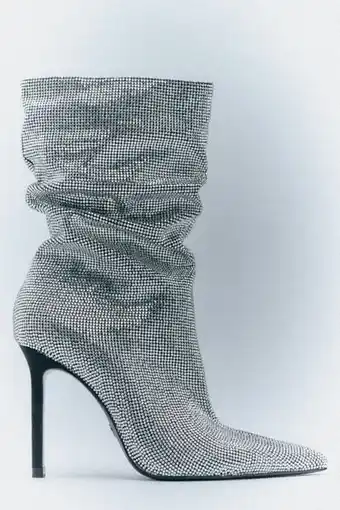 ZARA Botín tacón alto brillos oferta