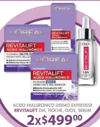 L'Oreal Acido Hialuronico Dermo Expertisse Revitalift Dia, Noche, Ojos, Serum