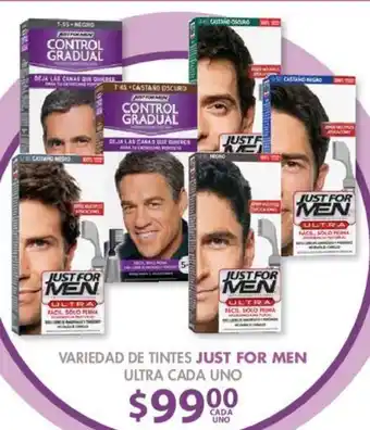 Soriana Híper Variedad de Tintes Just For Men Ultra Cada Uno oferta