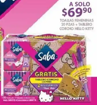 Soriana Híper Toallas Femeninas 20pzas + Tablero Corcho Hello Kitty oferta
