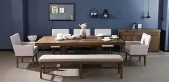Comedor rectangular anka con 5 sillones y banca de 200 cm