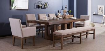 Muebles Dico Comedor rectangular anka con 3 sillas, 2 sillones y banca 200 cm capuchino oferta