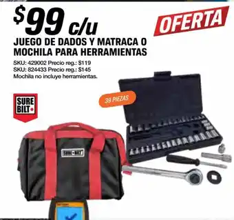 AutoZone Sure Bilt Juego de dados y matraca o Mochila para hirramientas oferta