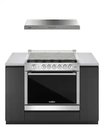 Estufa empotrable a gas mabe 80 cm + campana xoc80750cmpuv801s
