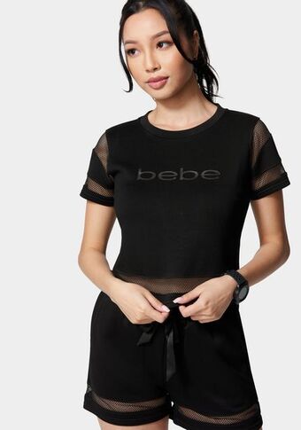 Bebe Bebe logo mesh inserts scuba top oferta