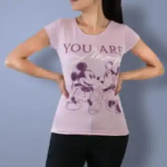 Waldos Disney - playera manga corta, minnie y mickey mouse, color lila oferta