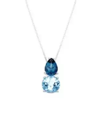 Collar de oro blanco con topacio y london blue
