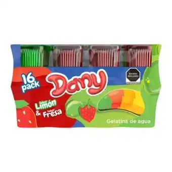 Gelatina dany sabores fresa y limón 16 piezas
