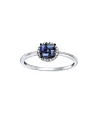 Joyerías Bizzarro Anillo de oro blanco con círculo de diamantes y detalles de zafiro oferta