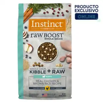 Instinct raw boost alimento seco natural con cereales integrales para cachorro receta pollo y arroz integral, 9.07 kg