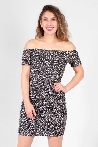 Santory Vestido corto con flores manga corta oferta