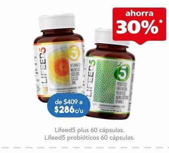 Farmacia San Pablo Lifeed5 suplemento alimenticio a base de sábila, vitamina d con zinc 60 cápsulas oferta