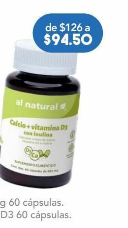 Farmacia San Pablo Al natural calcio + vitamina d3 con inulina suplemento alimenticio 60 cápsulas oferta