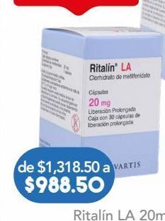 Ritalin la 30 cápsulas caja