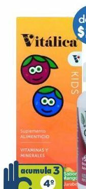 Farmacia San Pablo Vitálica kids jarabe sabor mango con vitaminas y minerales 250 ml oferta