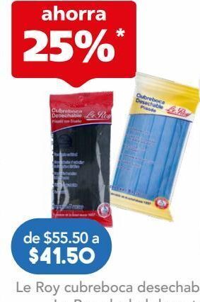 Farmacia San Pablo Le roy cubreboca desechable plisado negro 5 piezas oferta