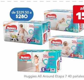 Farmacia San Pablo Huggies all around pañal autoajustable etapa 7 unisex 40 piezas oferta