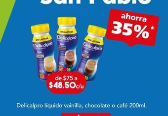 Farmacia San Pablo Delicalpro suplemento alimenticio líquido sabor vainilla, sin lactosa 200 ml oferta