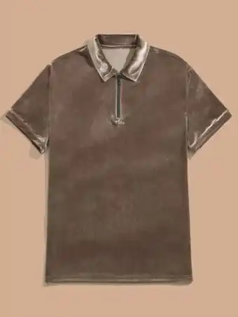 SHEIN Hombres camisa polo con cremallera cuarta oferta