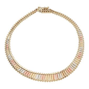 Nacional Monte de Piedad Pulsera eslabón boleado en oro tres tonos 14 kilates. oferta