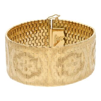 Nacional Monte de Piedad Pulsera eslabón articulado labrado en oro amarillo 18 kilates. oferta