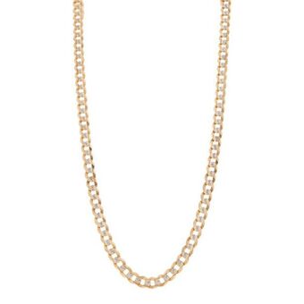 Nacional Monte de Piedad Collar eslabón barbado platinado en oro amarillo 14 kilates. oferta