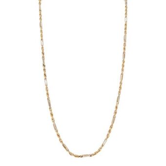 Nacional Monte de Piedad Collar eslabón torzal combinado en oro dos tonos 14 kilates. oferta