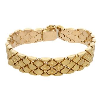 Nacional Monte de Piedad Pulsera eslabón articulado combinado en oro amarillo 18 kilates. oferta