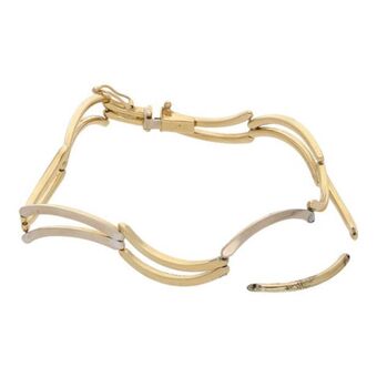 Nacional Monte de Piedad Pulsera eslabón articulado en oro dos tonos 14 kilates. oferta