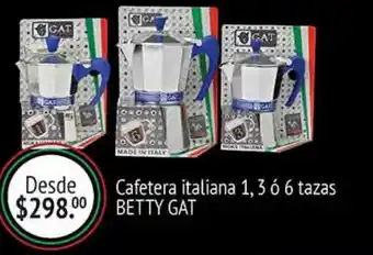 Cafetera italiana 1, 3 o 6 tazas betty gat