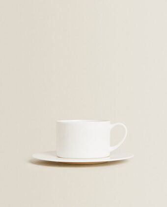 Taza de té con plato bone china diseño liso