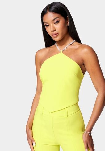 Bebe Embellished neck woven top oferta