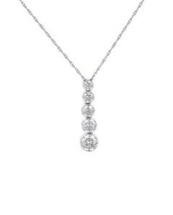 Joyerías Bizzarro Dije de oro blanco 14k con cadena con 100pts de diamante (si) (e-f) oferta