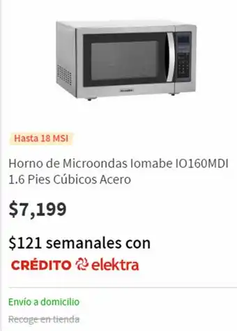 Horno de Microondas Iomabe IO160MDI 1.6L Pies Cúbicos Acero