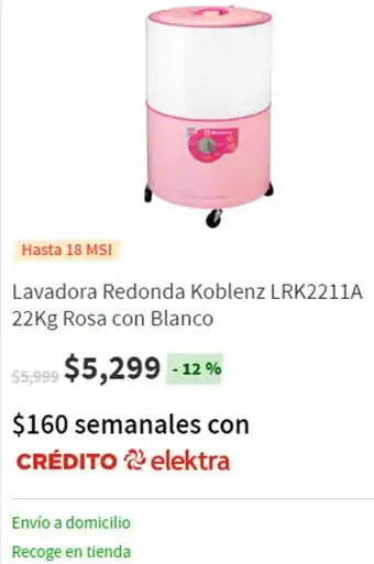 Lavadora Redonda Koblenz LRK2211A