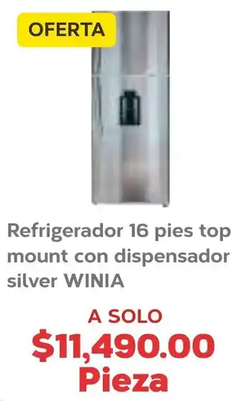Super Aki Refrigerador 16 Pies Top Mount con Dispensador Silver Winia oferta
