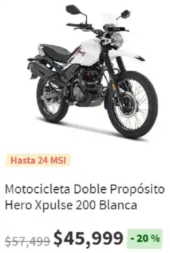 Elektra Motocicleta Doble Propósito Hero Xpulse 200 Blanca oferta